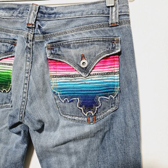 Miss Me Mexican Blanket Pocket Jeans Straight Leg Low-rise Sz 29 Casual Trendy - Picture 3 of 6